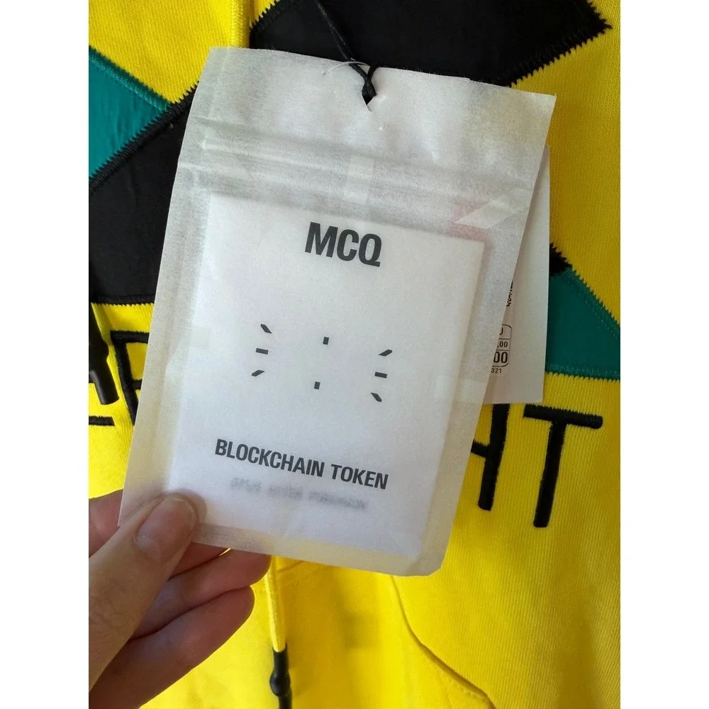 McQ Alexander McQueen FOAM Overnight Yellow Graphic Hoodie XS New Cyberpunk